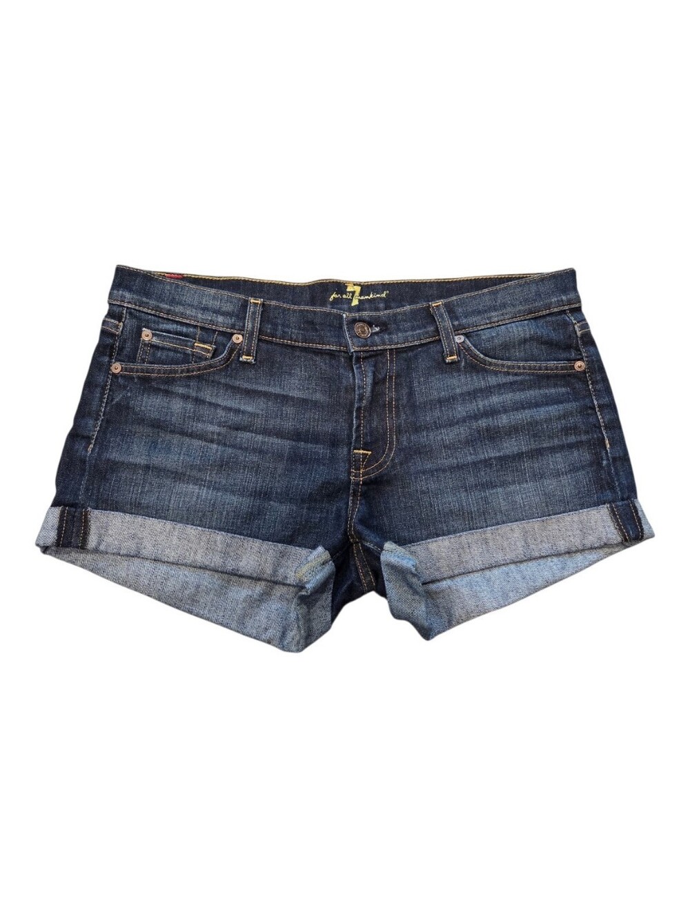 7 For All Mankind, Women's Disressed Cuffed Denim Shorts, Size:30